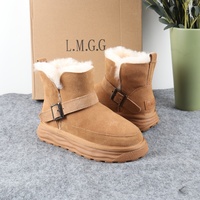 Bottes à lacets en cuir véritable pour femmes, semelle extérieure en TPR antidérapante, doublure en laine, chaudes et confortables, pour l'hiver en extérieur