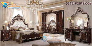 Juego de Muebles de Dormitorio Modernos de Estilo Turco de Lujo, Cama de Madera de Teca Tallada de Alta Gama, Mesita de Noche, Color y Tamaño Personalizables - Product Image 4