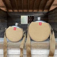 Gourde de cowboy vintage ultralégère en titane pur, en forme de tambour, pour le camping, la randonnée, les voyages en plein air