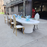 Nouvelle conception de table de mariage en acier inoxydable avec plateau en marbre et verre, ensemble de location de tables pour hôtels, banquets et événements de mariage