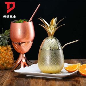 Verre à cocktail en acier inoxydable 304 en forme d'ananas, verre à bière, verre à vin, personnalisé, pour barman, utilisation en bar - Product Image 3