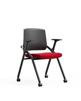 Chaise de bureau ergonomique moderne pliable et empilable en maille avec cadre en fer, assise en mousse moulée, dossier solide, pour usage commercial et domestique