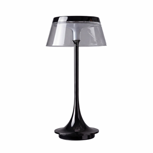 Modern <b>Black</b> Table <b>Lamp</b> Gray Crystal Dome <b>Shade</b> AC Powered LED Eco-Friendly Decorative - Product Image 1
