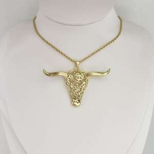 Nouveauté Collier avec <span class=keywords><strong>pendentif</strong></span> éléphant en os d'éléphant massif plaqué or Bijoux de luxe pour femmes Cadeau de fête - Product Image 3