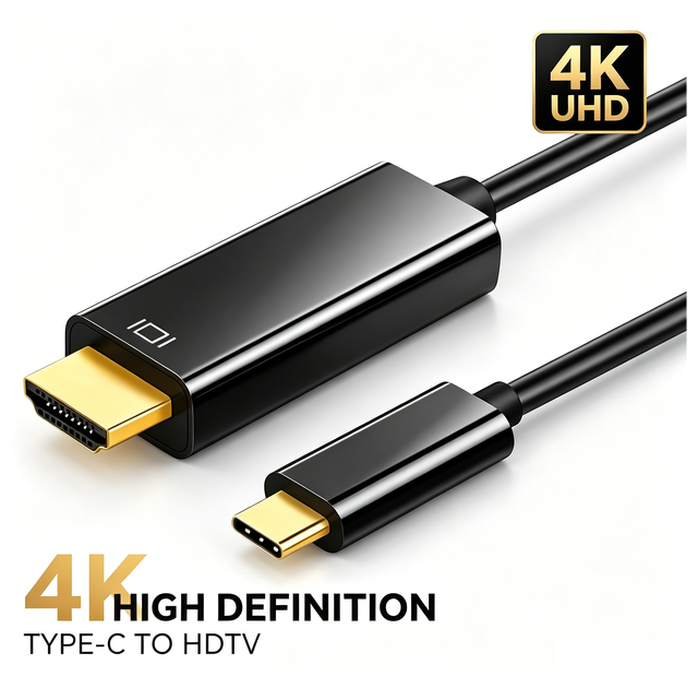 USB C to HDTV Adapter 4K Cable with PVC Jacket Braid Shielding for iPhone 15-17 MacBook Pro Samsung for Android Phones to TV