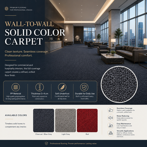 Moquette mur à mur pour hôtel, couleur unie, à poils ras, en polyester, résistante aux taches, style classique, usage commercial - Product Image 4