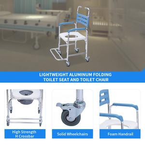 New Best-selling Folding Toilet <strong>Chair</strong> With Wheels Factory Wholesale <strong>Commode</strong> <strong>Chair</strong> With Wheels Wheelchair with Potty - Product Image 3