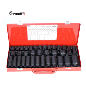 Jeu de douilles à chocs métriques Torx Podofo 35 pièces à 6 points, entraînement carré 1/2 pouce, kit d'outils à main pour voiture, clé à douilles 8-32 mm pour réparation - Product Image 1
