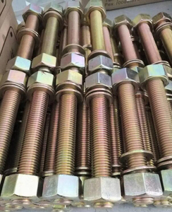 Bullone a Testa Cilindrica in Acciaio Legato di Grado Industriale con 2 Dadi, Filettatura UNC, Zincato, Galvanizzato a Caldo, Ossido Nero - Rivestimento PTFE, Liscio - Product Image 2