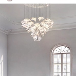 Lámpara de araña de lujo con forma de pétalo, fuente de luz LED, base de bombilla E27, control de interruptor para sala de estar, comedor, decoración de hotel - Product Image 2
