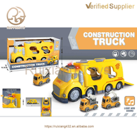 Nouveau jouet de camion de pompiers de dessin animé en plastique ensemble avec lumière et son jouets de Train moulés sous pression pour enfants tracteur à Friction coulissant-remorque pour jouer