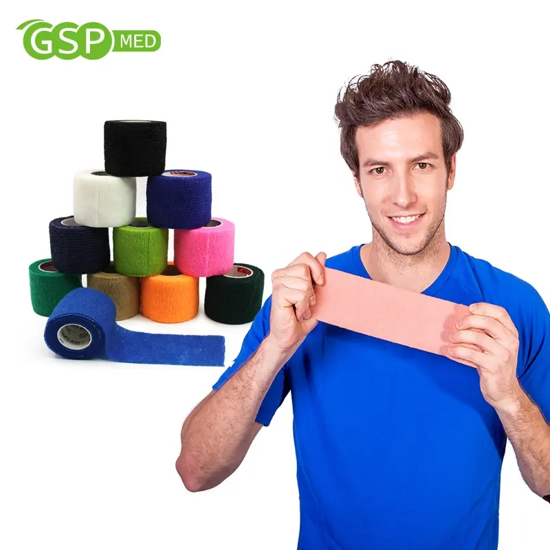 Sıcak satış ürünleri tıbbi sınıf sınıf 1 spor yara desteği özel baskı renkli kendinden yapışkanlı elastik bandaj