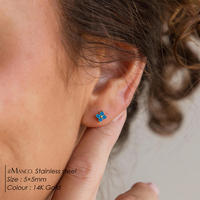 EMANCO Boucles d'oreilles clous classiques minimalistes mignonnes trèfle pierre de naissance en acier inoxydable plaqué or 14 carats Bijoux Vente en gros Dropshipping