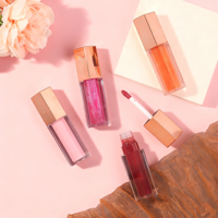 Gloss à lèvres transparent de haute qualité de marque privée, tube à lèvres rose doré, vente en gros, rouge à lèvres liquide brillant longue durée, imperméable