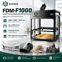 Printer 3D FDM Volume Cetak Besar 1000*1000*1000mm, Perataan Meja Otomatis, Hot Bed Aluminium PLA, USB untuk Prototipe Teknik