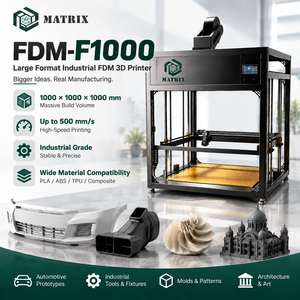Impresora 3D FDM de Gran Volumen de Impresión (1000*1000*1000mm) con Nivelación Automática de Cama, Cama Caliente de Aluminio PLA y USB para Prototipos de Ingeniería - Product Image 1
