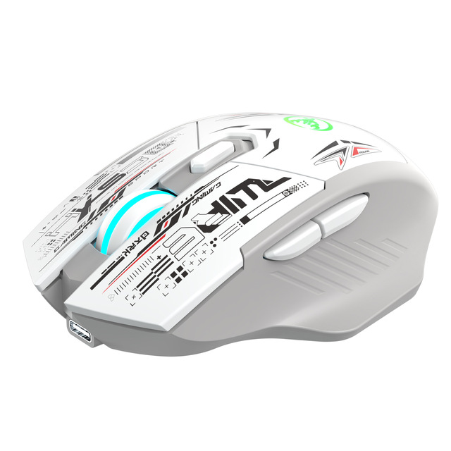 HXSJ T38 Dual Mode Wireless Computer Gaming Type-C Charging Rechargeable Six Button 7-color Backlit White Color Mouse