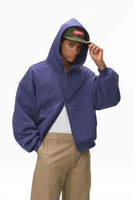 Vente en gros Sweat à capuche unisexe oversize à fermeture éclair intégrale, en molleton épais, à épaules tombantes, style streetwear, avec logo personnalisé