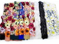 2025 prix usine haut de gamme français 3D fleur brodé Tulle maille dentelle tissu pour les robes de soirée des femmes