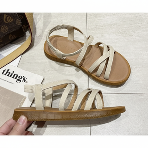 Sandali piatti estivi a 3 colori da donna con cinturino piatto - Product Image 1