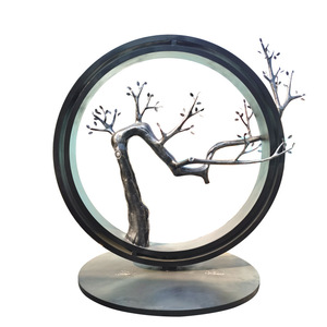 Stainless Steel Round <b>Tree</b> Sculpture Circular <b>Outdoor</b> Landscape Decoration Floor Mount Garden Ornament - Product Image 2