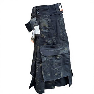 Kilt tactique camouflage pour homme avec poches cargo, en polyester, coupe classique écossaise, taille adulte - Product Image 2