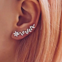 Boucles d'oreilles pour femmes exquises à la mode Accessoires d'oreille d'escalade à la mode avec zircon en pierre principale CZ éblouissant en laiton