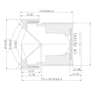 Objectif M12 3G2P 3,6 mm de distance focale, ouverture 2,0, sans distorsion, JSD3920, reconnaissance faciale, vidéoconférence - Product Image 2