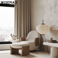 WISEMAX FURNITURE Fauteuil d'appoint nordique pour salon, chaise de lecture pour enfants, en bois massif et laine d'agneau, fauteuil de loisirs avec accoudoirs, chaise individuelle