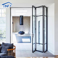 Porte pliante en aluminium moderne noire pour l'intérieur et l'extérieur, insonorisée, isolation thermique, portes pliantes pour usage domestique et commercial