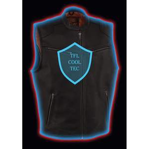 Gilet en cuir Cool-Tec pour homme, noir, fermeture éclair sur le devant, extensible sur les côtés, pour la moto et les courses automobiles - MLM3502 - Product Image 4