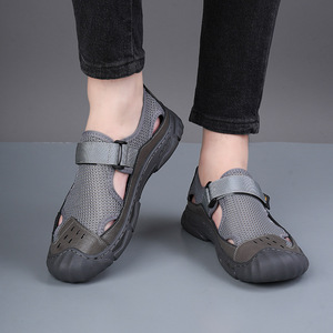 Men's Mesh Sandals Solid Pattern Open Toe Breathable EVA Sole Casual <b>Slides</b> Summer Shoes - Product Image 3