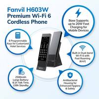 Teléfono IP para Hotel H603W Wi-Fi 6, Antibacteriano, 802.11k/v/r, Roaming Rápido, SIP, Base de Carga Rápida de 20W, Teléfono VoIP