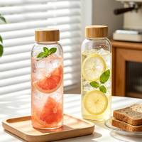 Botol Air Kaca Borosilikat 350ml 500ml 1000ml dengan Tutup Sekrup, Botol Minuman Bening Isi Ulang untuk Suplemen, Logo Dapat Disesuaikan