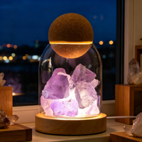 Diffuseur d'arômes en cristal multicolore, ornement en pierre, cloche en verre créative avec veilleuse LED, décoration d'intérieur pour huiles essentielles, artisanat