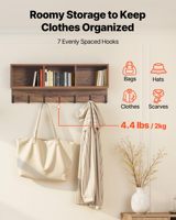 Porte-manteau mural moderne SENYU en bois avec banc et rangement pour chaussures, 6 crochets, organisateur d'entrée multifonctionnel
