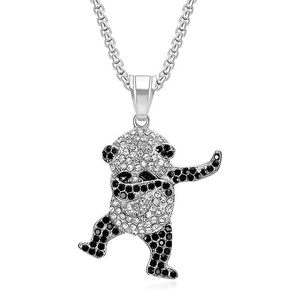 Colgante de acero inoxidable para collar, joyería fina, hip hop, baile callejero, animal, <span class=keywords><strong>panda</strong></span>, diamante - Product Image 2