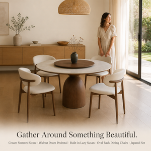 Modern <strong>Oak</strong> Round Dining Table <strong>and</strong> 6-Person Chair Set Rotatable Turntable Compact Home <strong>Furniture</strong> - Product Image 4