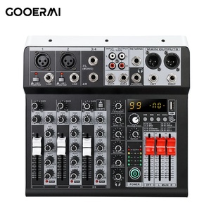 Mezcladora Pequeña KT4 de 4 Canales, Consola de Mezcla de <span class=keywords><strong>Audio</strong></span> Profesional para Video e Iluminación con 99 Efectos, Mezcladora para Escenarios, Conferencias, DJ y Bares - Product Image 1