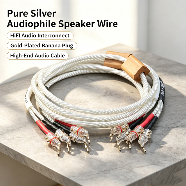 YIVO XSSH Flagship Pure Silver Audiophile Speaker Wire with Banana Plug | HiFi Audio Interconnect Cable for Audio Equipment