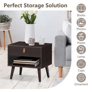 Mesita de noche de estilo europeo moderno de mediados de siglo DB, estante de almacenamiento de 2 cajones de madera maciza para uso en apartamentos, diseño plegable - Product Image 4