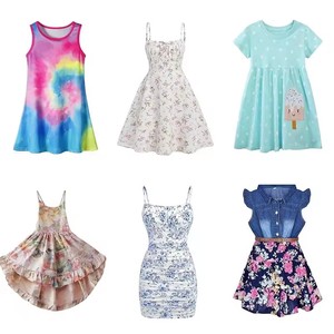 Robes d'été pour enfants à prix d'usine, imprimé floral, sans manches, rose, blanc, violet, multicolores, décontractées, vêtements pour enfants - Product Image 2