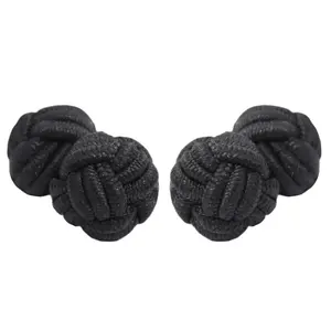 Wholesale Black Elastic Double Silk Knot Cufflinks for Men