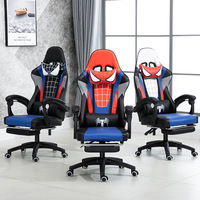 Chaise de Gaming Exécutive Premium Moderne Spider-Man en Cuir PU Style Racing avec Appuie-tête, Coussin Lombaire, Réglage de Hauteur à 3 Niveaux et Piétement en Acier Inoxydable