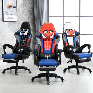 Chaise de Gaming Exécutive Premium Moderne <span class=keywords><strong>Spider</strong></span>-<span class=keywords><strong>Man</strong></span> en Cuir PU Style Racing avec Appuie-tête, Coussin Lombaire, Réglage de Hauteur à 3 Niveaux et Piétement en Acier Inoxydable - Product Image 2