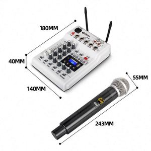Mezclador de Audio Profesional de 4 Canales con Micrófono Inalámbrico para Escenario, DJ, Canto y Voz - Product Image 5