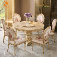 Ensemble de table à manger de luxe en marbre rond avec 12 places, design en métal