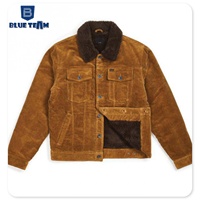 Veste en velours côtelé personnalisée pour homme, équipe bleue, col montant, cargo, travailleur, fourrure, camionneur, motif lettres, imperméable, écologique