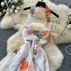 Vestido Midi Casual de Verano 2025 Estilo Y2K con Cuello Halter Asimétrico y Volantes de Encaje para Mujer - Product Image 2