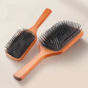 Eco Friendly in legno naturale pettine per capelli spazzole su misura per capelli per capelli fini e lisci, spessi e ricci